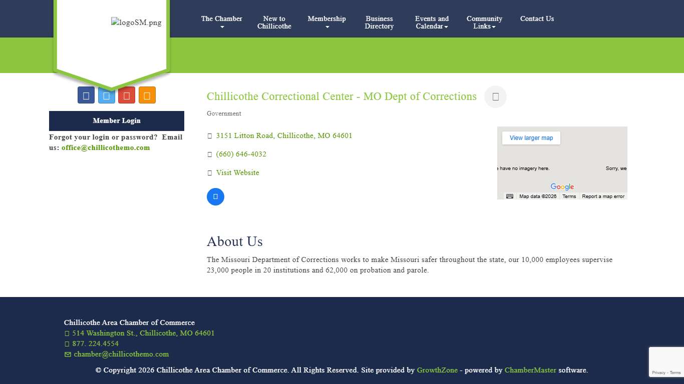 Chillicothe Correctional Center - MO Dept of Corrections Government - Chillicothe Area Chamber of Commerce, MO